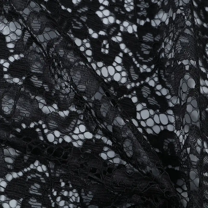 China Fabric for Shirt,Skirt Lace Knit Fabric Polyester Black color buy from China wholesaler bulk order at wholesale price free worldwide shipping Alibaba