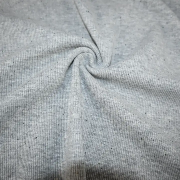 India Fabric for T-Shirt,Polo Shirt,Blouse Rib Knit Fabric Cotton Polyester Grey Neps color buy from India wholesaler bulk order at wholesale price free worldwide shipping Alibaba
