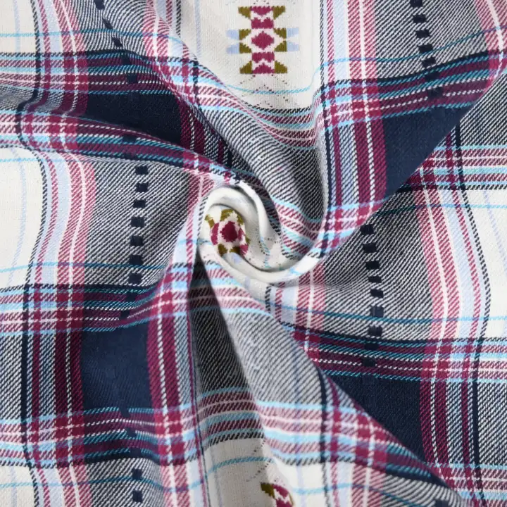 India Fabric for Shirt,Skirt Cotton YD Jacquard Natural Woven Fabric Cotton Blue/White Check color buy from India wholesaler bulk order at wholesale price free worldwide shipping Alibaba