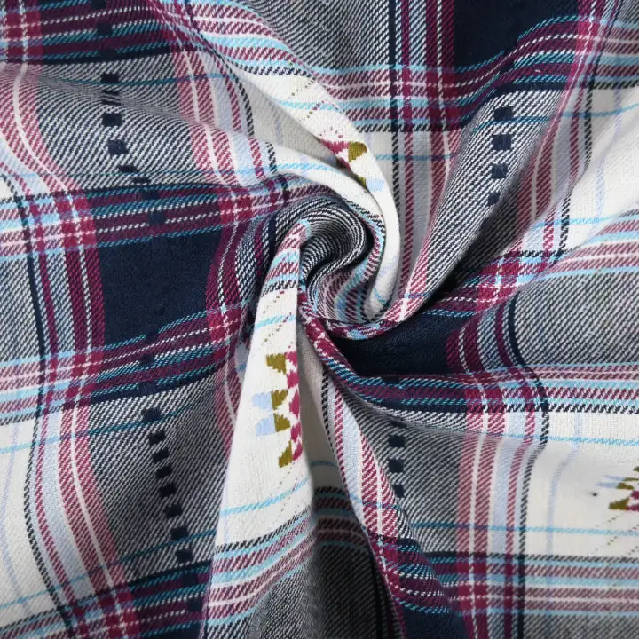 India Fabric for Shirt,Skirt Cotton YD Jacquard Natural Woven Fabric Cotton Blue/White Check color buy from India wholesaler bulk order at wholesale price free worldwide shipping Alibaba