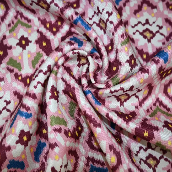 India Fabric for Dresses (Cardigan Open)  Polyester/Rayon Twill Woven Blended Fabric Polyester Printed color buy from India wholesaler bulk order at wholesale price free worldwide shipping Alibaba