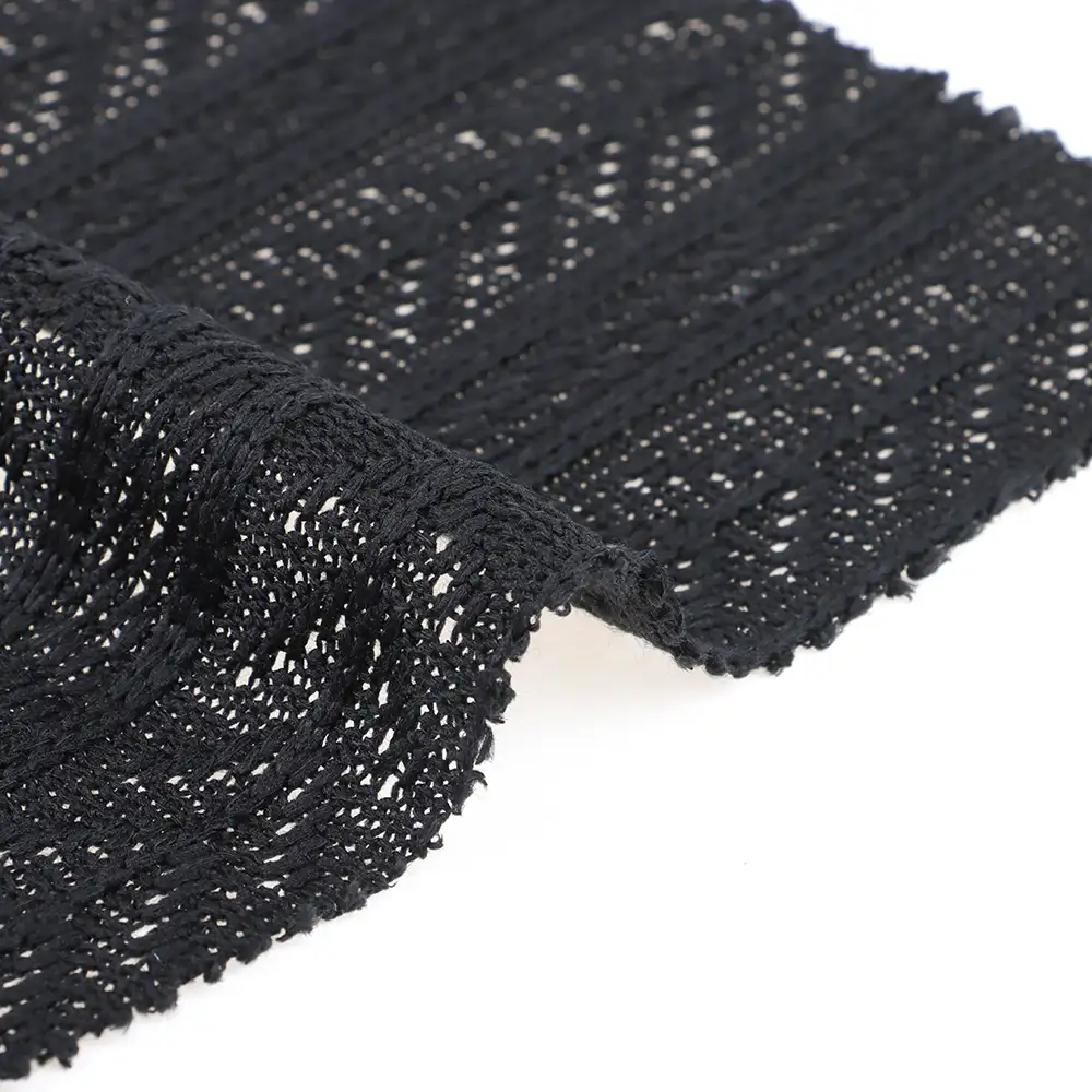 China Fabric for Dresses (Cardigan Open)  Weft Jacquard Knit Fabric Polyester BLACK color buy from China wholesaler bulk order at wholesale price free worldwide shipping Alibaba