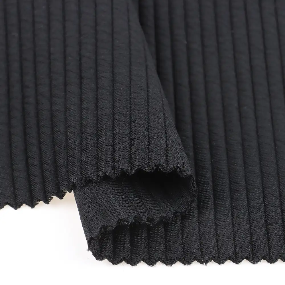 China Fabric for Jackets,Blazer Ottoman Knit Fabric Polyester Elastane black color buy from China wholesaler bulk order at wholesale price free worldwide shipping Alibaba