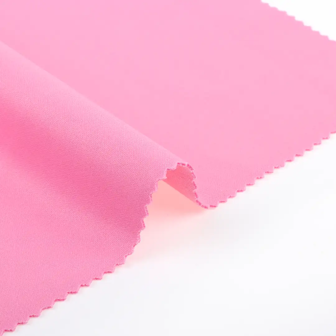 China Fabric for Shirt Scuba Knit Fabric Polyester Rayon Spandex Pink color buy from China wholesaler bulk order at wholesale price free worldwide shipping Alibaba