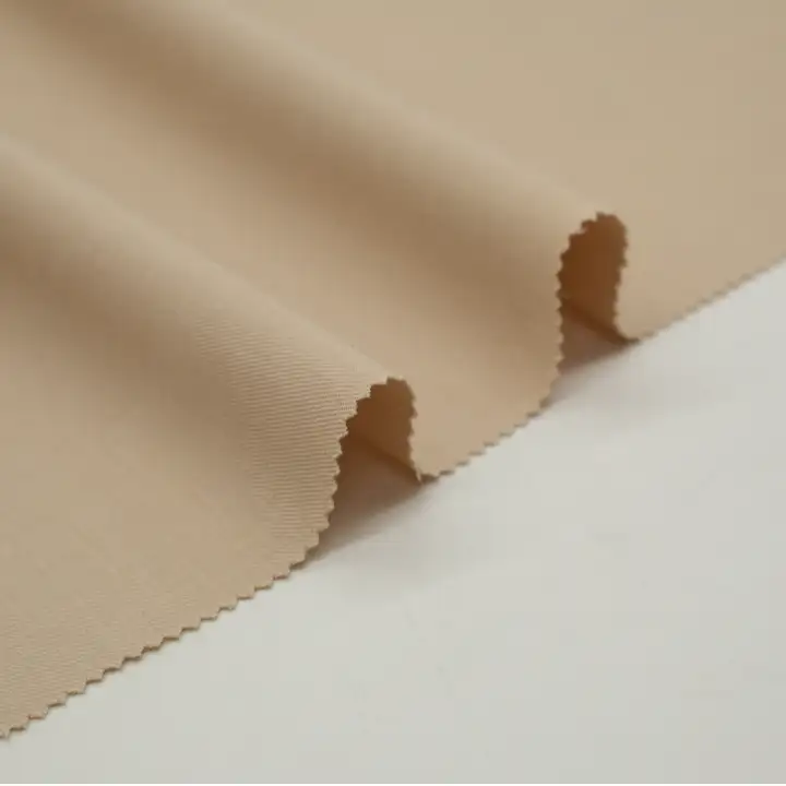 China Fabric for Shirt,Pants,Suit Trouser,Overcoat,Suit Polyester/Rayon Twill Woven Blended Fabric Polyester Spandex Viscose BURLY WOOD color buy from China wholesaler bulk order at wholesale price free worldwide shipping Alibaba