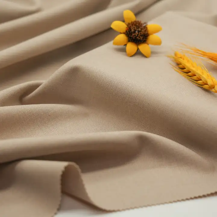 China Fabric for Pants,Overcoat,Suit Polyester/Rayon Twill Woven Blended Fabric Polyester Spandex Viscose BURLY WOOD color buy from China wholesaler bulk order at wholesale price free worldwide shipping Alibaba