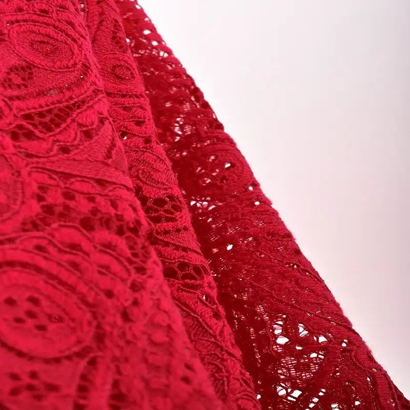 China Fabric for Skirt,Dresses (Pullover)  Lace Knit Fabric Nylon Rayon Cotton RED color buy from China wholesaler bulk order at wholesale price free worldwide shipping Alibaba