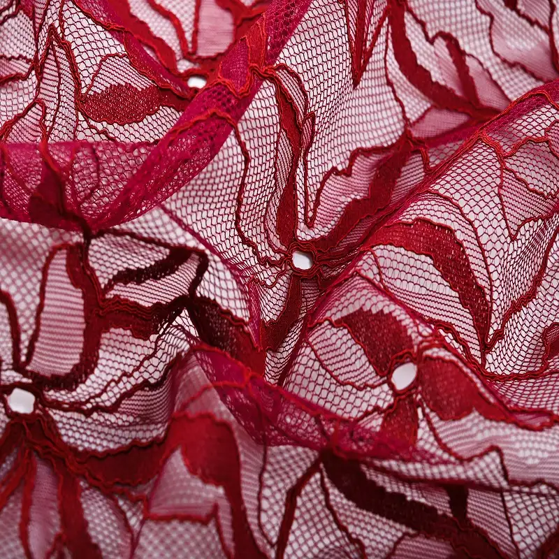 China Fabric for Shirt,Skirt,Dresses (Pullover)  Lace Knit Fabric Cotton Nylon Rayon DarkRed color buy from China wholesaler bulk order at wholesale price free worldwide shipping Alibaba