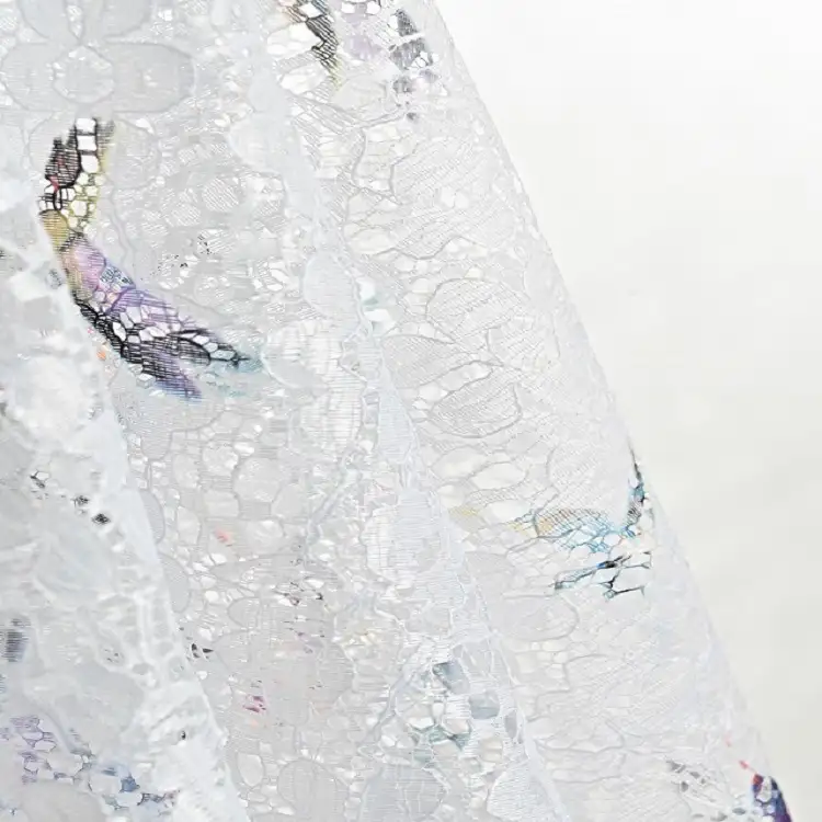 China Fabric for Shirt,Skirt Lace Knit Fabric Polyester White color buy from China wholesaler bulk order at wholesale price free worldwide shipping Alibaba