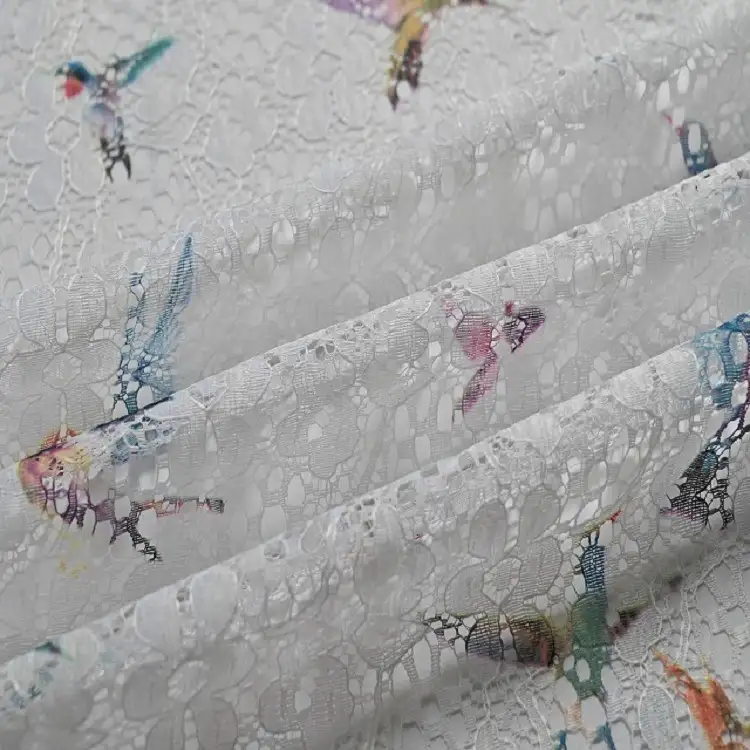 China Fabric for Shirt,Skirt Lace Knit Fabric Polyester White color buy from China wholesaler bulk order at wholesale price free worldwide shipping Alibaba