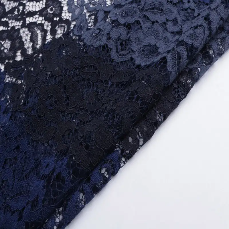 China Fabric for Shirt,Skirt Lace Knit Fabric Polyester Navy color buy from China wholesaler bulk order at wholesale price free worldwide shipping Alibaba