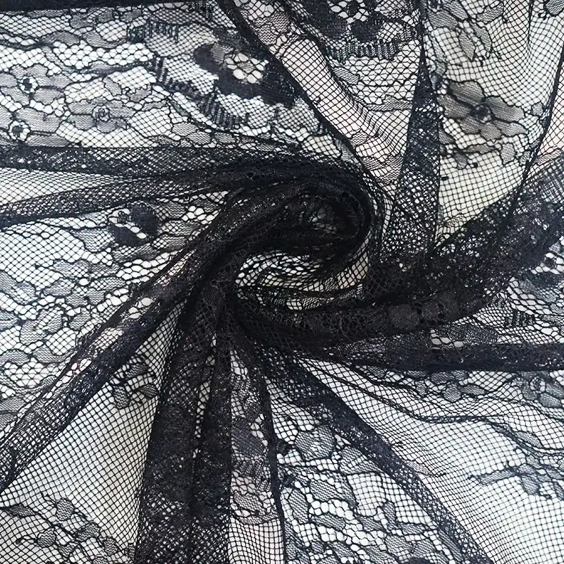 China Fabric for Skirt Lace Knit Fabric Nylon Black color buy from China wholesaler bulk order at wholesale price free worldwide shipping Alibaba