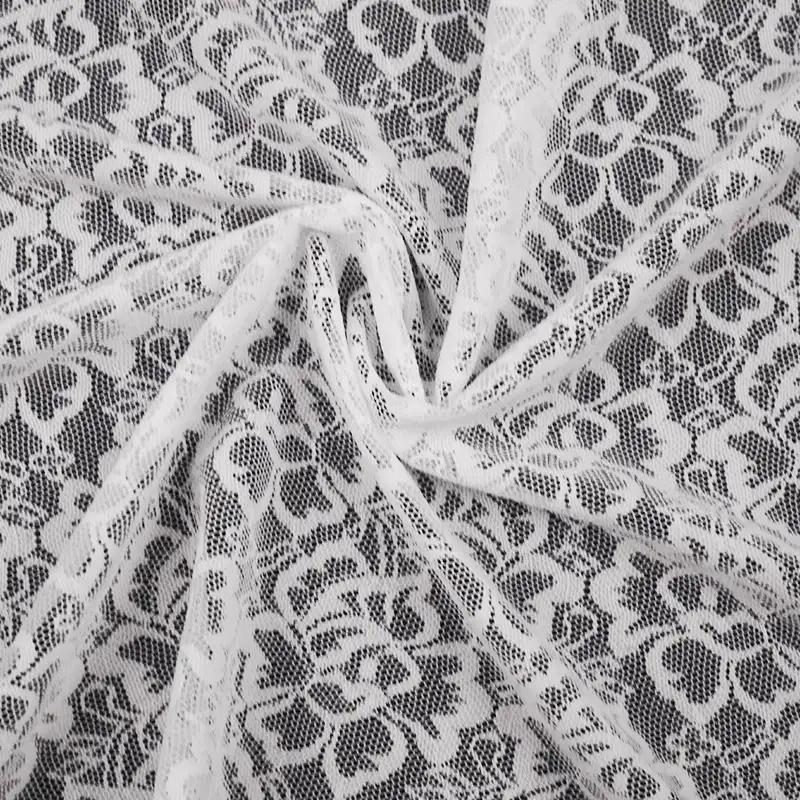 China Fabric for Shirt,Skirt Lace Knit Fabric Nylon Spandex White color buy from China wholesaler bulk order at wholesale price free worldwide shipping Alibaba