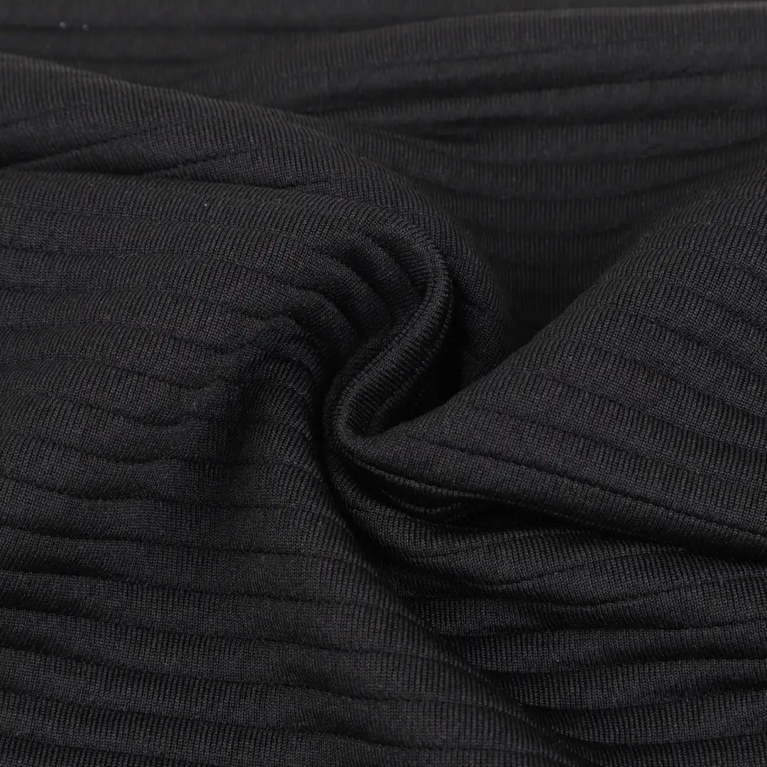 China Fabric for Jackets,Polo Shirt,Hoodie Ottoman Knit Fabric Polyester Spandex BLACK color buy from China wholesaler bulk order at wholesale price free worldwide shipping Alibaba