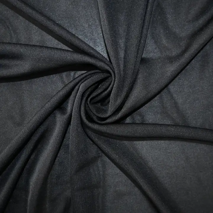 India Fabric for Shirt Interlock Knit Fabric Polyester Black color buy from India wholesaler bulk order at wholesale price free worldwide shipping Alibaba