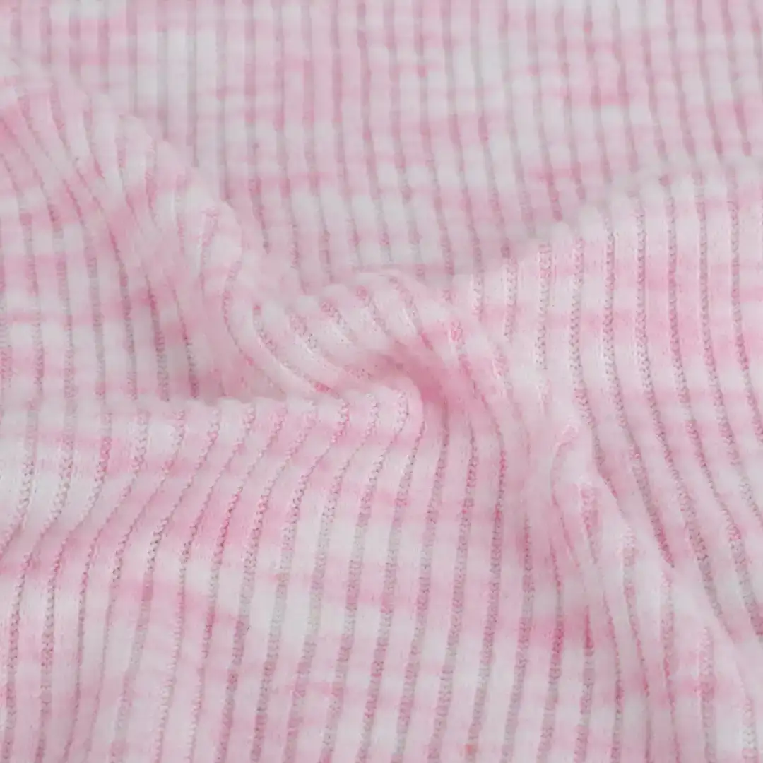 China Fabric for Polo Shirt,Crop Top,Sweatshirt Rib Knit Fabric Polyester Spandex Pink color buy from China wholesaler bulk order at wholesale price free worldwide shipping Alibaba