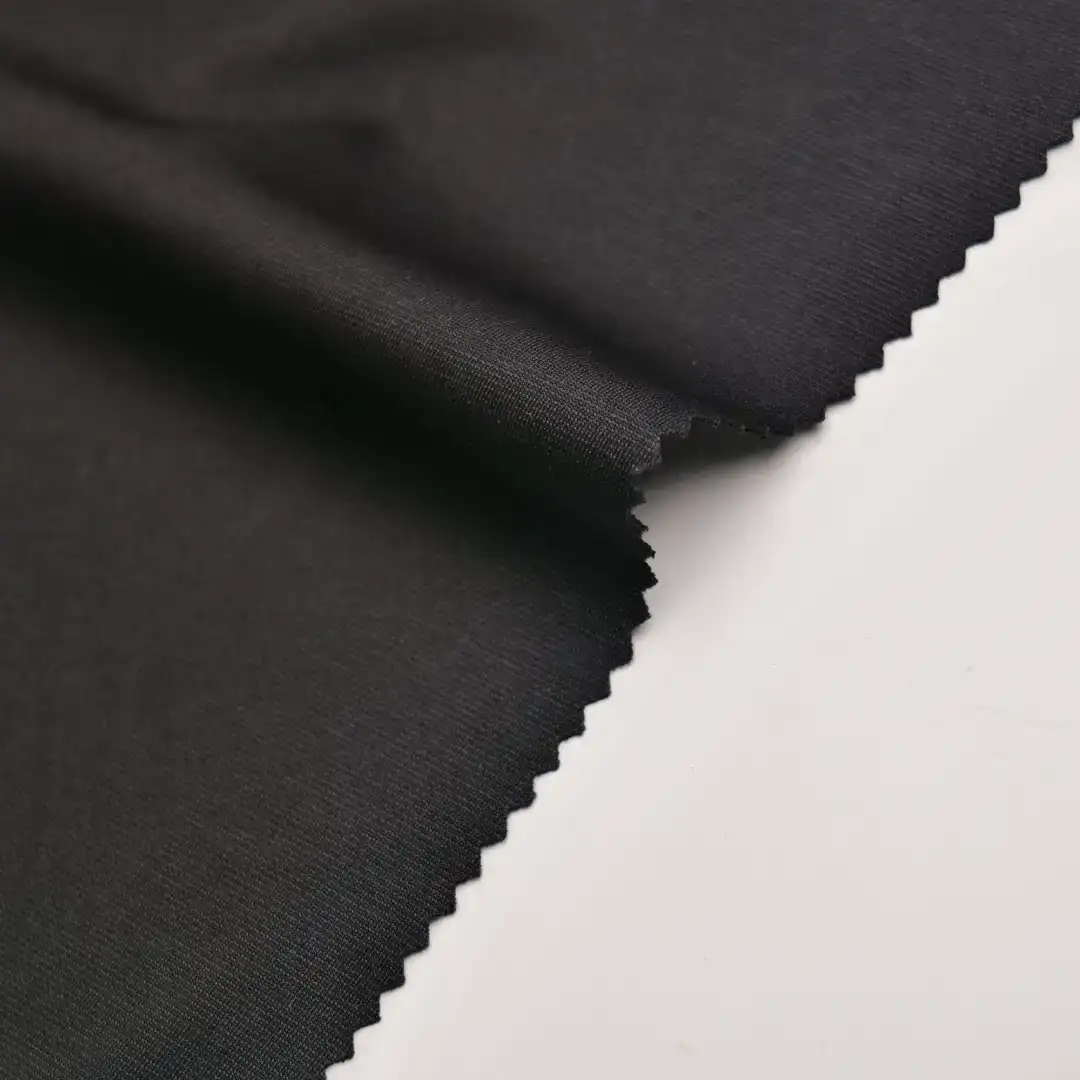 China Fabric for Jackets Ponte Roma Knit Fabric Polyester Spandex black color buy from China wholesaler bulk order at wholesale price free worldwide shipping Alibaba