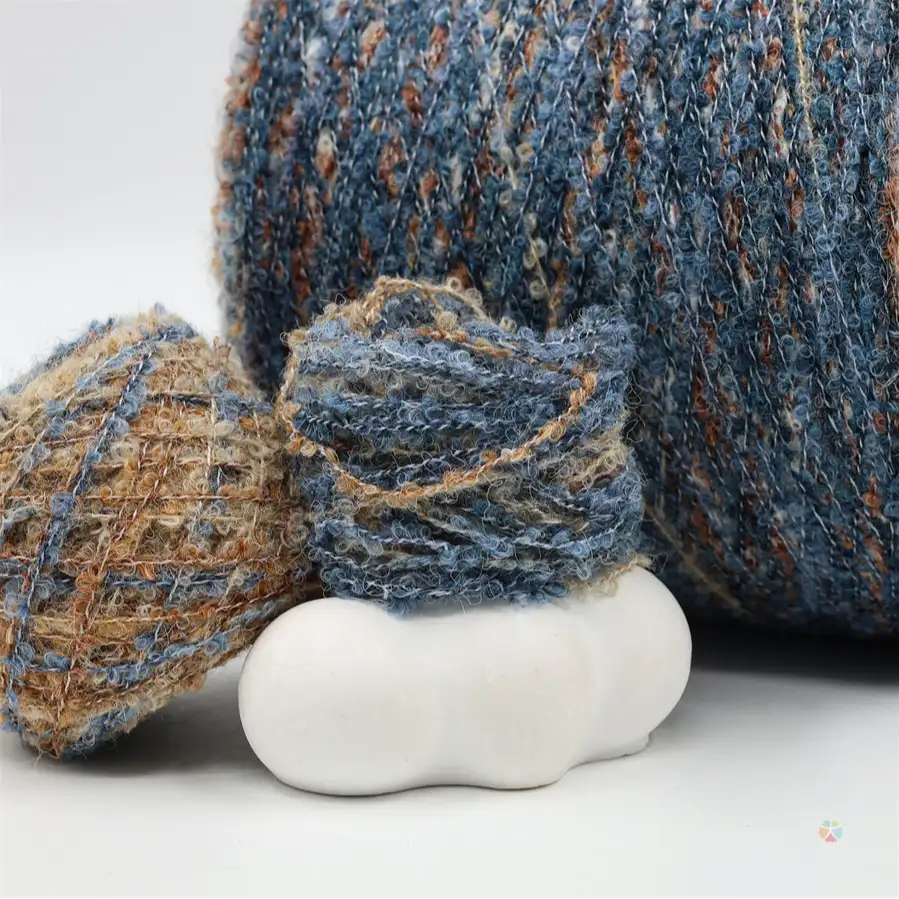 China Yarn for Ladies Vest (Sweater),Men’s Vest (Sweater),Open Cardigan (Sweater),Full-Zipper Cardigan (Sweater),Half-Zipper Cardigan (Sweater) Boucle Yarn Fancy Yarn Wool Acrylic Polyamide Polyester Spandex 34 color buy from China wholesaler bulk order at wholesale price free worldwide shipping Alibaba