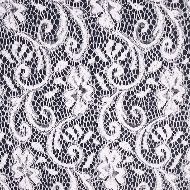 China Fabric for Shirt,Skirt Lace Knit Fabric Nylon Spandex White color buy from China wholesaler bulk order at wholesale price free worldwide shipping Alibaba
