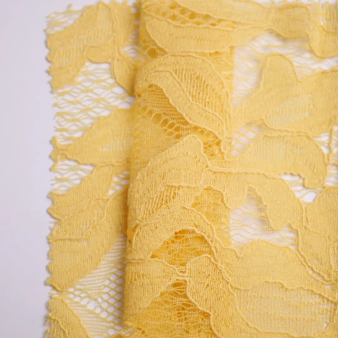 China Fabric for Shirt,Skirt,Dresses (Pullover)  Lace Knit Fabric Cotton Nylon Yellow color buy from China wholesaler bulk order at wholesale price free worldwide shipping Alibaba