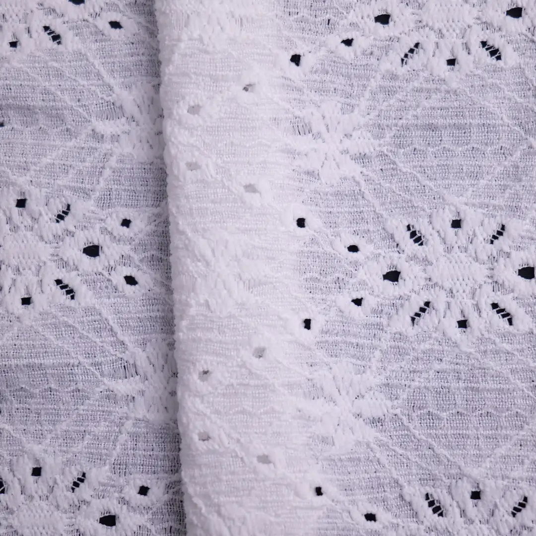 China Fabric for Shirt,Skirt Lace Knit Fabric Polyester Spandex White color buy from China wholesaler bulk order at wholesale price free worldwide shipping Alibaba