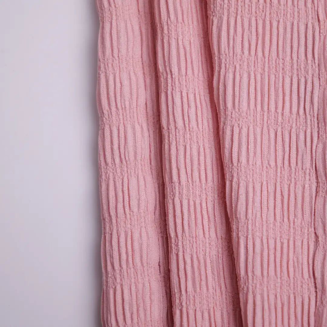 China Fabric for Skirt Lace Knit Fabric Polyester Spandex Pink color buy from China wholesaler bulk order at wholesale price free worldwide shipping Alibaba