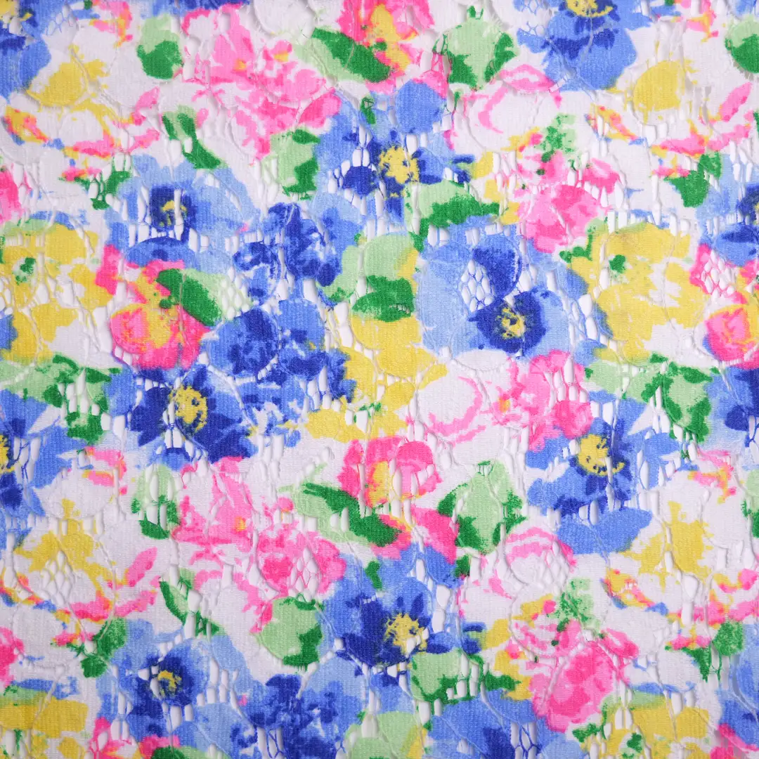 China Fabric for Skirt Lace Knit Fabric Cotton Nylon Flower color buy from China wholesaler bulk order at wholesale price free worldwide shipping Alibaba