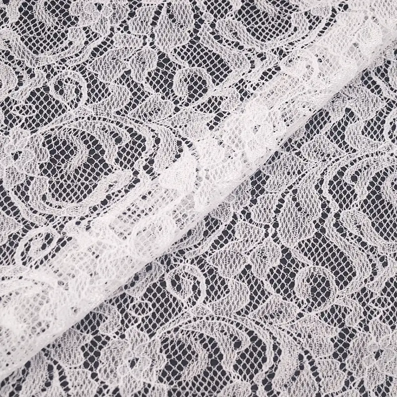 China Fabric for Shirt,Skirt Lace Knit Fabric Nylon Spandex White color buy from China wholesaler bulk order at wholesale price free worldwide shipping Alibaba