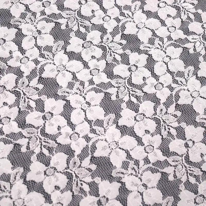 China Fabric for T-Shirt,Skirt Lace Knit Fabric Nylon Spandex White color buy from China wholesaler bulk order at wholesale price free worldwide shipping Alibaba