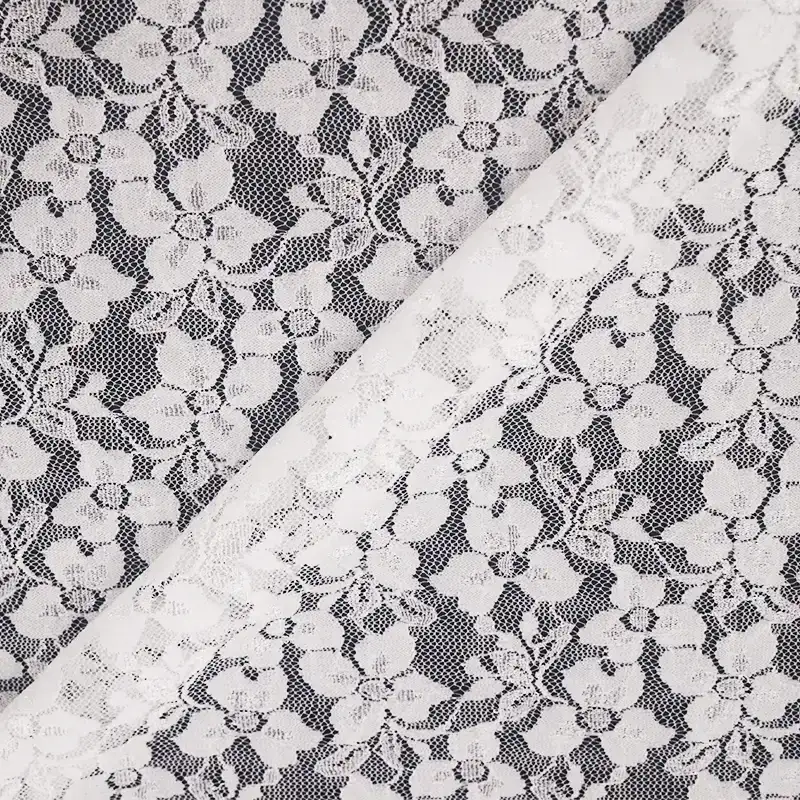 China Fabric for T-Shirt,Skirt Lace Knit Fabric Nylon Spandex White color buy from China wholesaler bulk order at wholesale price free worldwide shipping Alibaba
