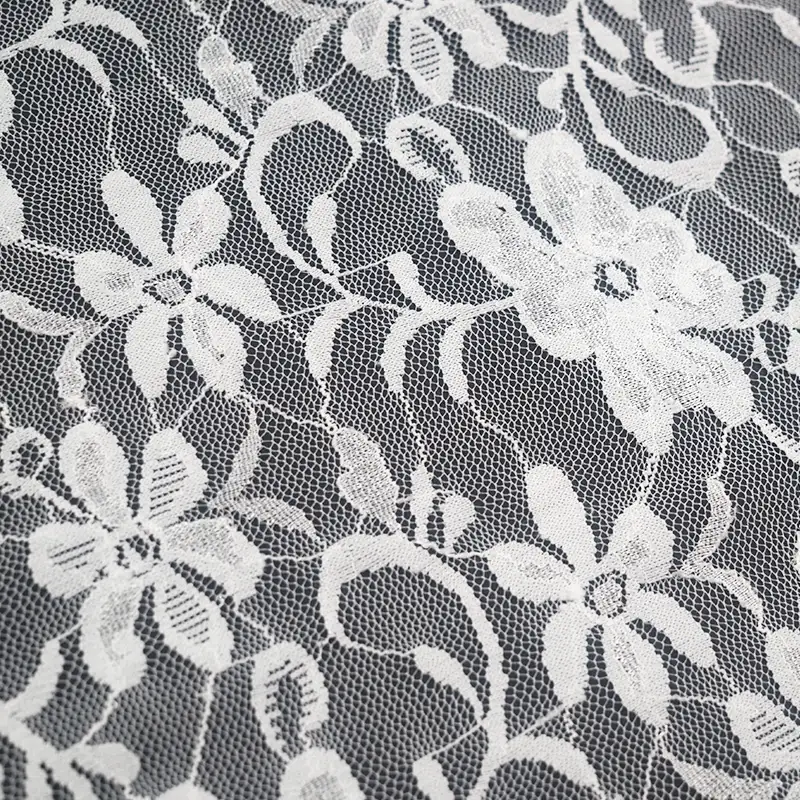 China Fabric for Skirt Lace Knit Fabric Nylon Spandex White color buy from China wholesaler bulk order at wholesale price free worldwide shipping Alibaba