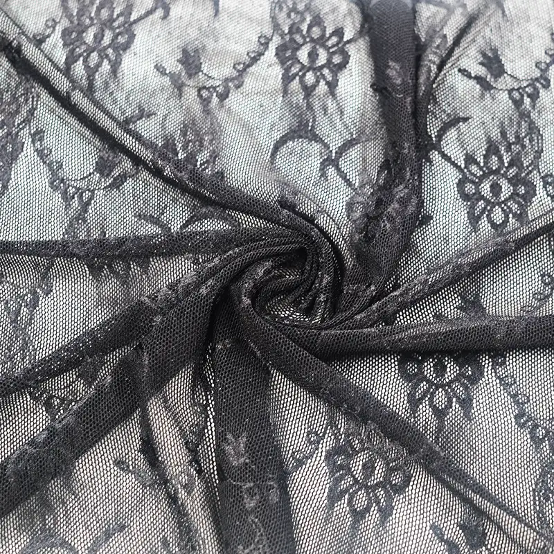 China Fabric for Skirt Lace Knit Fabric Nylon Spandex Black color buy from China wholesaler bulk order at wholesale price free worldwide shipping Alibaba