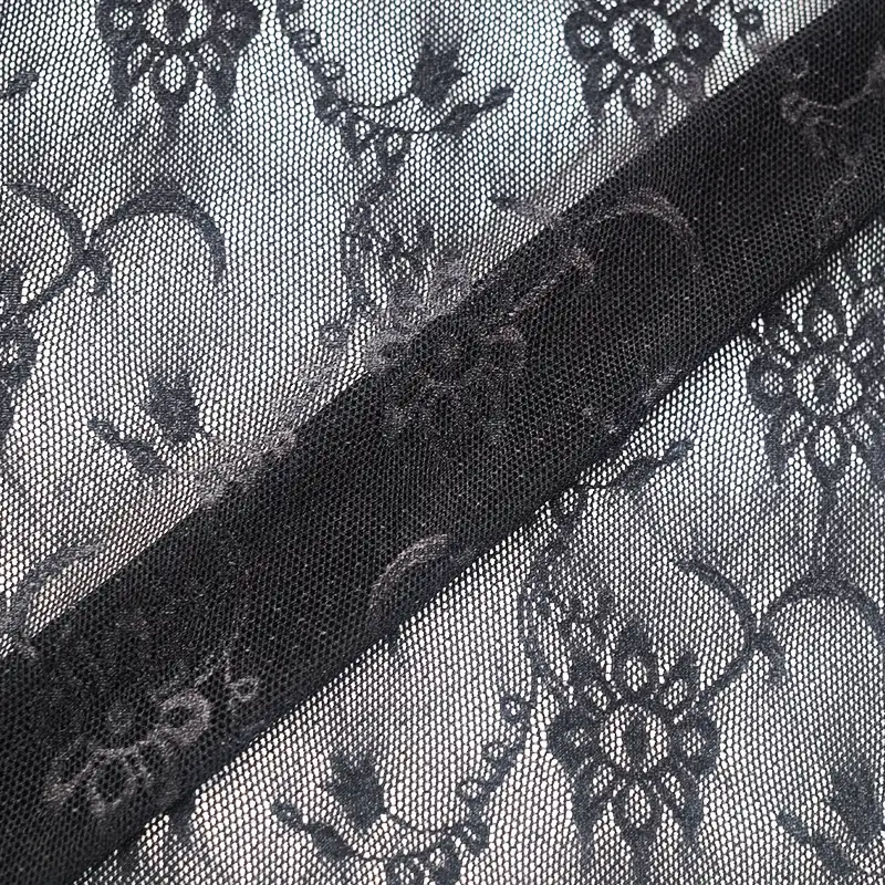 China Fabric for Skirt Lace Knit Fabric Nylon Spandex Black color buy from China wholesaler bulk order at wholesale price free worldwide shipping Alibaba