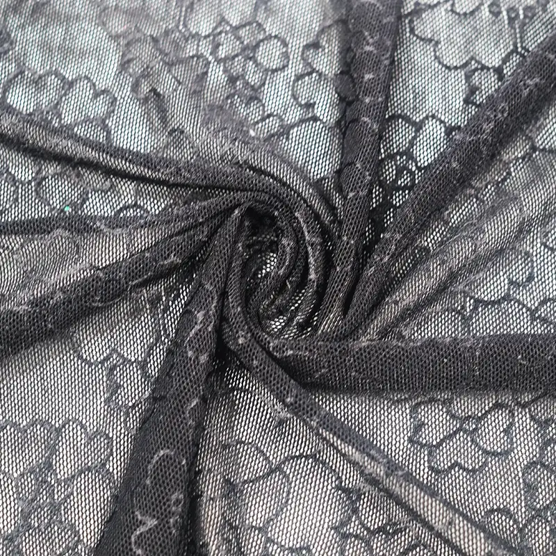 China Fabric for T-Shirt,Skirt Lace Knit Fabric Nylon Spandex Black color buy from China wholesaler bulk order at wholesale price free worldwide shipping Alibaba