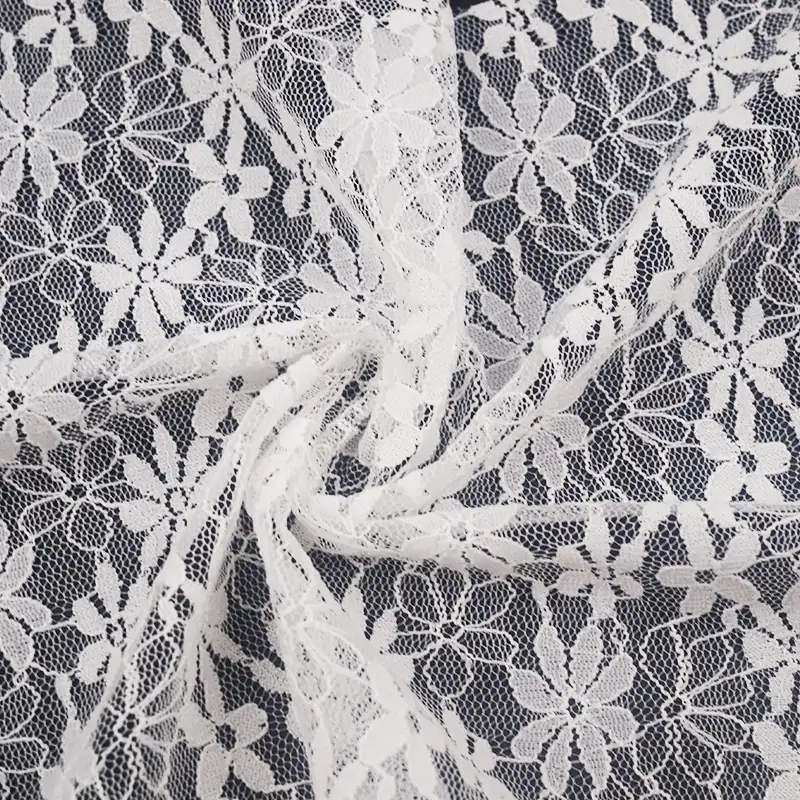 China Fabric for Shirt,Skirt Lace Knit Fabric Nylon Spandex White color buy from China wholesaler bulk order at wholesale price free worldwide shipping Alibaba