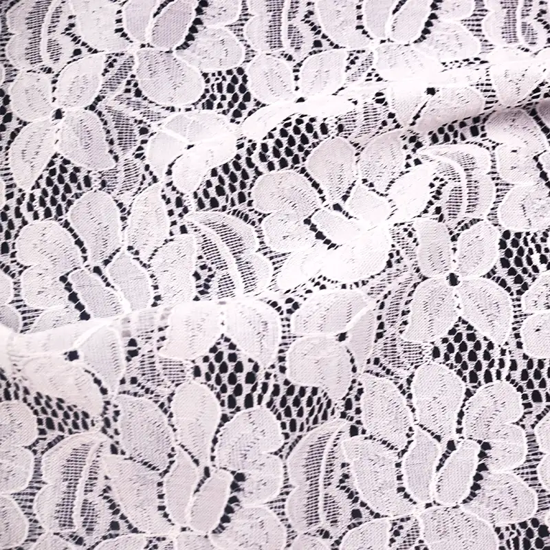 China Fabric for Skirt Lace Knit Fabric Nylon Spandex White color buy from China wholesaler bulk order at wholesale price free worldwide shipping Alibaba