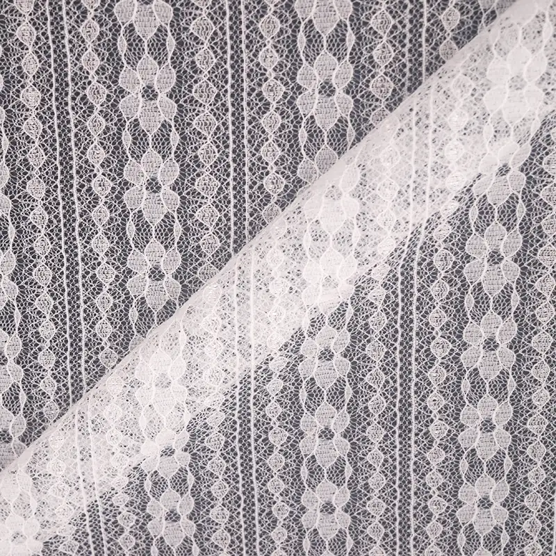 China Fabric for Skirt Lace Knit Fabric Nylon Spandex White color buy from China wholesaler bulk order at wholesale price free worldwide shipping Alibaba
