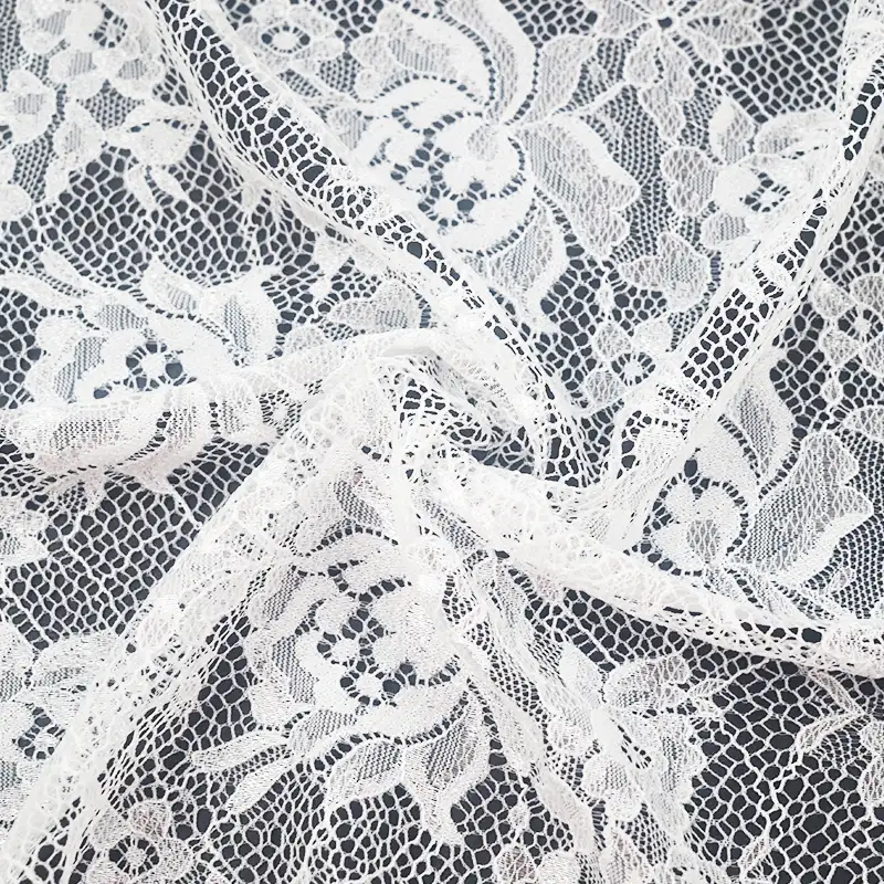 China Fabric for Skirt Lace Knit Fabric Nylon Polyester White color buy from China wholesaler bulk order at wholesale price free worldwide shipping Alibaba