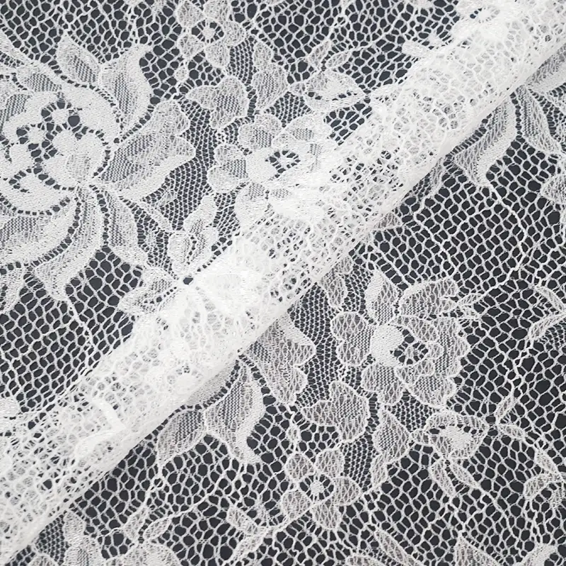 China Fabric for Skirt Lace Knit Fabric Nylon Polyester White color buy from China wholesaler bulk order at wholesale price free worldwide shipping Alibaba