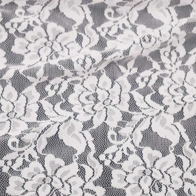 China Fabric for Skirt Lace Knit Fabric Nylon Spandex White color buy from China wholesaler bulk order at wholesale price free worldwide shipping Alibaba
