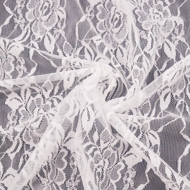China Fabric for Skirt Lace Knit Fabric Nylon Spandex White color buy from China wholesaler bulk order at wholesale price free worldwide shipping Alibaba