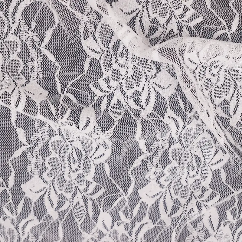 China Fabric for Skirt Lace Knit Fabric Nylon Spandex White color buy from China wholesaler bulk order at wholesale price free worldwide shipping Alibaba