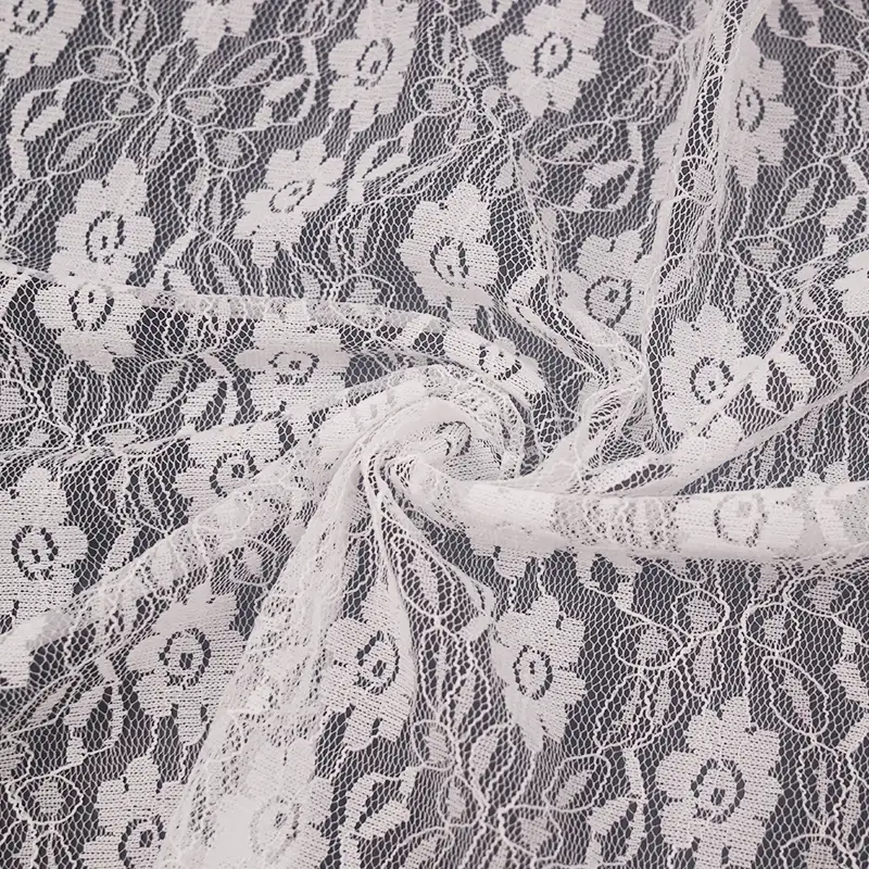 China Fabric for Skirt Lace Knit Fabric Nylon Spandex White color buy from China wholesaler bulk order at wholesale price free worldwide shipping Alibaba