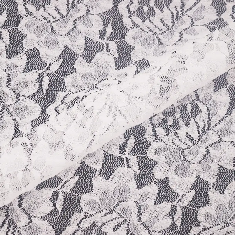 China Fabric for T-Shirt,Skirt Lace Knit Fabric Nylon Spandex White color buy from China wholesaler bulk order at wholesale price free worldwide shipping Alibaba