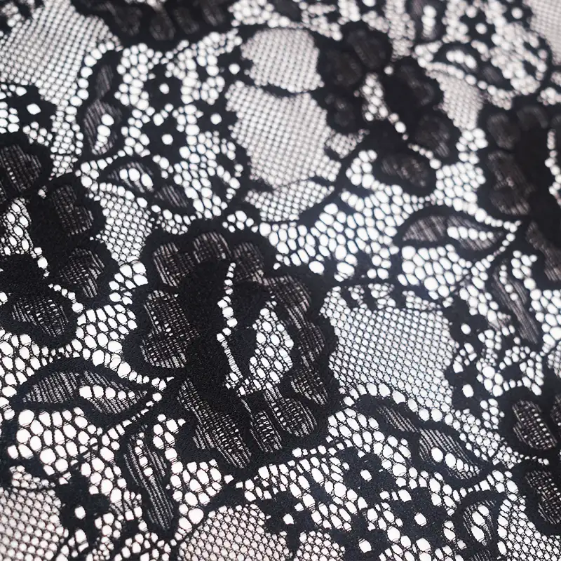 China Fabric for Skirt Lace Knit Fabric Nylon Spandex Black color buy from China wholesaler bulk order at wholesale price free worldwide shipping Alibaba