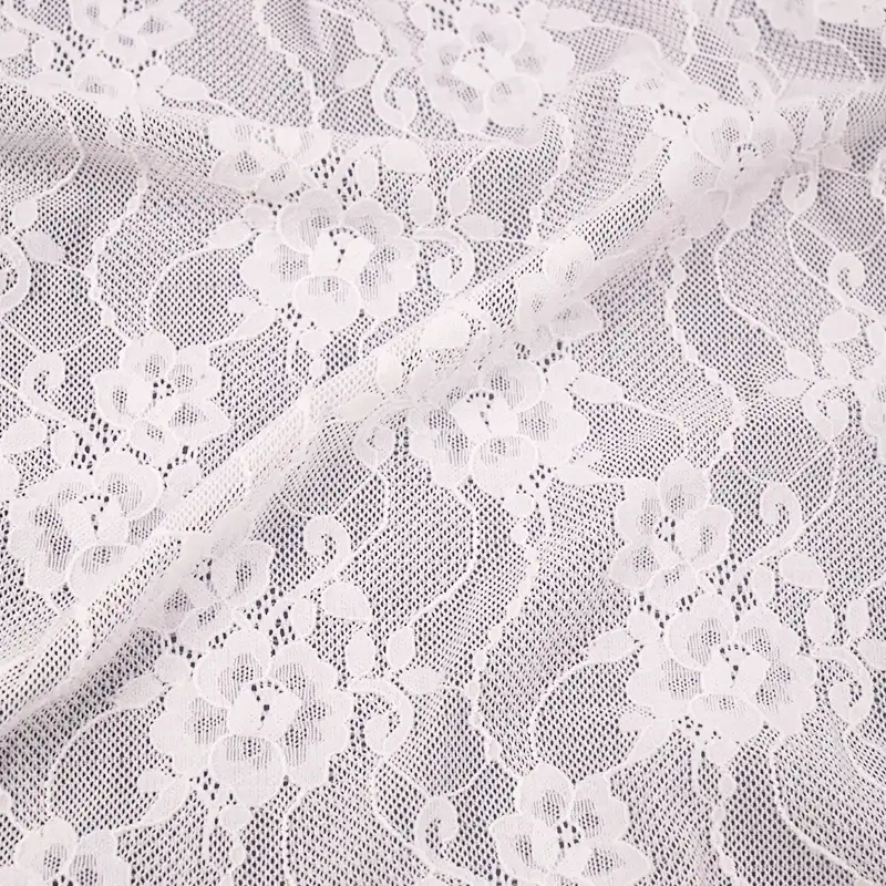 China Fabric for Lingerie,Skirt Lace Knit Fabric Nylon Spandex White color buy from China wholesaler bulk order at wholesale price free worldwide shipping Alibaba