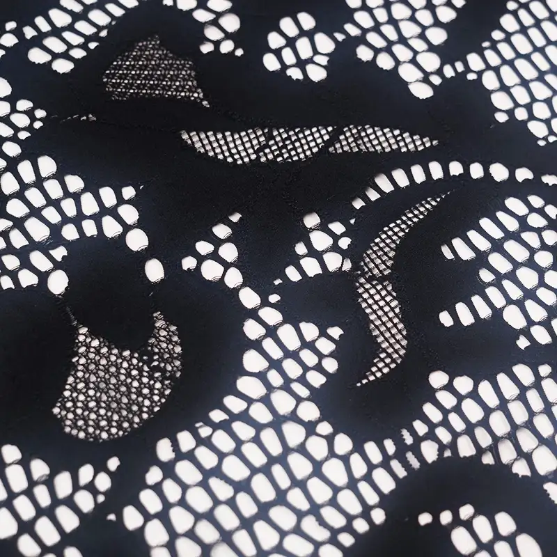 China Fabric for Skirt Lace Knit Fabric Nylon Spandex Black color buy from China wholesaler bulk order at wholesale price free worldwide shipping Alibaba