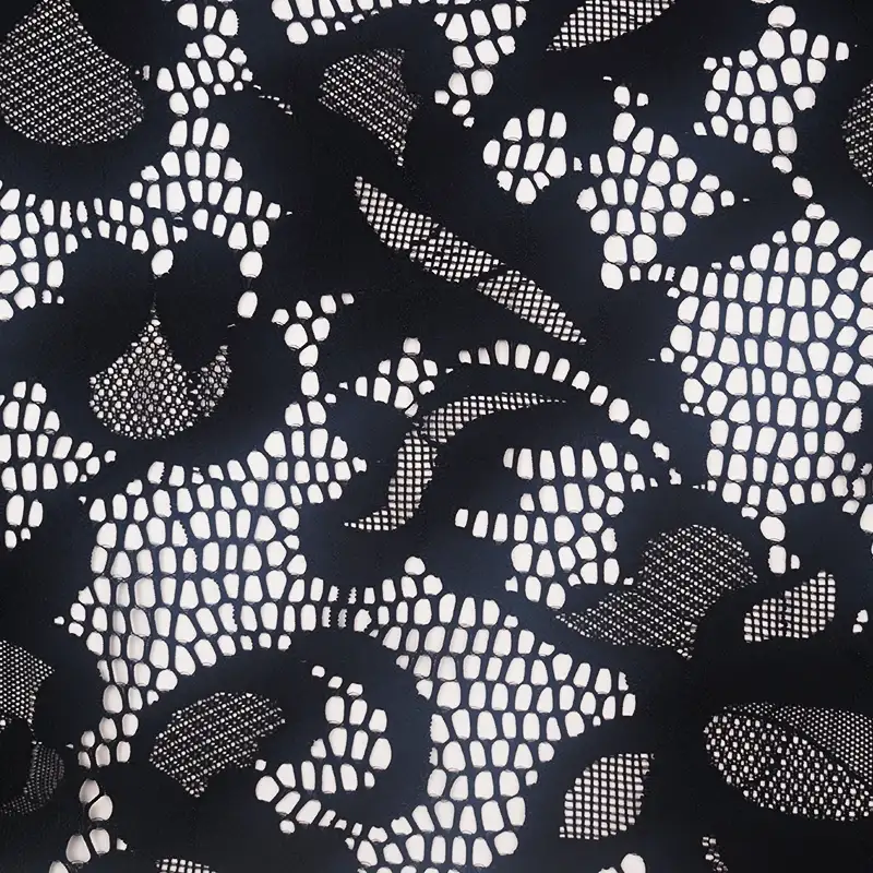 China Fabric for Skirt Lace Knit Fabric Nylon Spandex Black color buy from China wholesaler bulk order at wholesale price free worldwide shipping Alibaba
