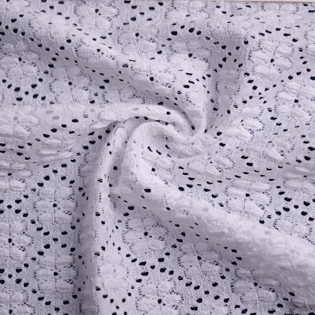 China Fabric for Polo Shirt,Skirt Lace Knit Fabric Spandex Polyester White color buy from China wholesaler bulk order at wholesale price free worldwide shipping Alibaba