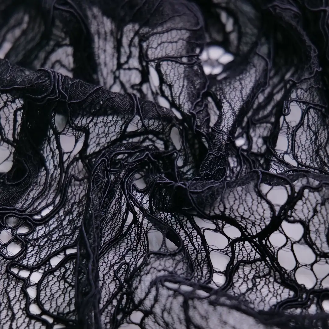 China Fabric for Skirt Lace Knit Fabric Nylon Spandex Black color buy from China wholesaler bulk order at wholesale price free worldwide shipping Alibaba